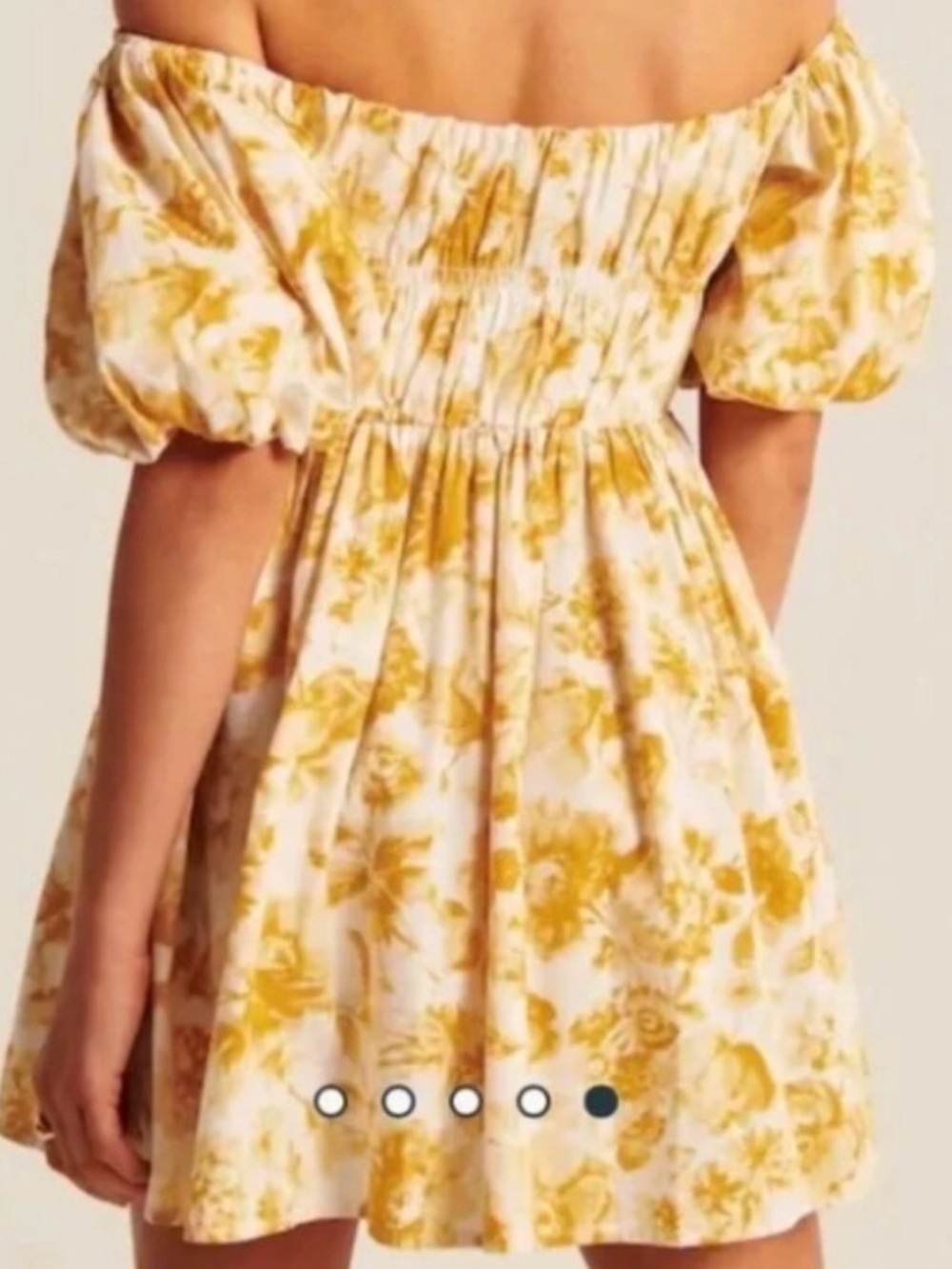 Abercrombie Off-Shoulder Puff Sleeve Floral Mini Dress in Yellow and White - Picture 2 of 7